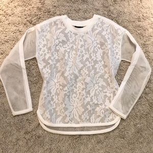 Topshop Mesh Lace Sweatshirt Crewneck